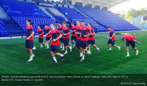 Mužstvo slovenskej futbalovej reprezentácie do 21 rokov na tréningu v rámci prípravy na zápas Challange Trophy proti Anglicku "23" na štadióne NTC Poprad. Poprad, 21. máj 2014.